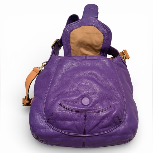 NEW Isaac Mizrahi Purple Genuine Leather Dual Strap Shoulder Bag